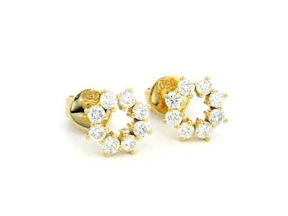 Elegant 18K Gold Diamond  Stud Earrings – 0.39 Carats Total Diamond Weight