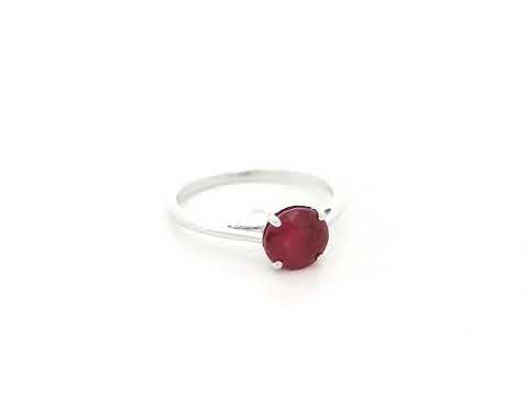 1.66 carat ruby solitaire ring in 18K white gold minimalist design – Emirates Diamonds