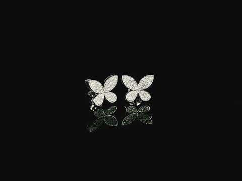 Diamond butterfly stud earrings in 18K white gold with 0.53 carat natural diamonds by Emirates Diamonds.