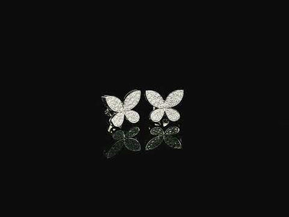 Diamond butterfly stud earrings in 18K white gold with 0.53 carat natural diamonds by Emirates Diamonds.