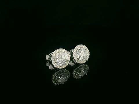 18K white gold round diamond halo stud earrings with GIA certified diamonds – Emirates Diamonds
