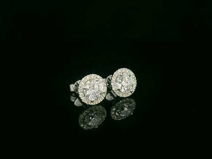 18K white gold round diamond halo stud earrings with GIA certified diamonds – Emirates Diamonds
