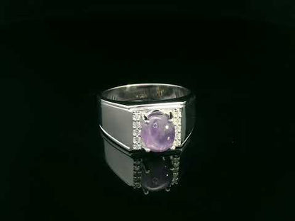 Men's 18k White Gold Pink Sapphire Ring with Diamonds – 2.51 ct Pink Sapphire