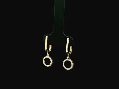 18K yellow gold diamond circle drop hoop earrings 0.15 carat by Emirates Diamonds
