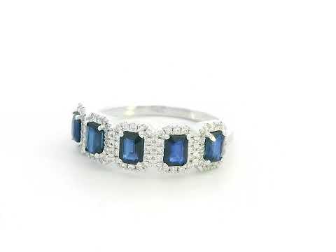 Elegant anniversary ring with sapphires and diamonds