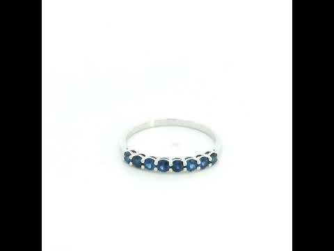 18K white gold blue sapphire half eternity ring with 0.53 carat natural sapphires