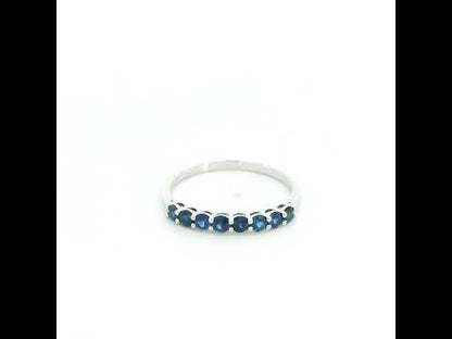 18K white gold blue sapphire half eternity ring with 0.53 carat natural sapphires