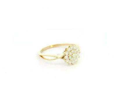18K yellow gold diamond cluster ring with 0.38 carat natural diamonds and sculpted band design