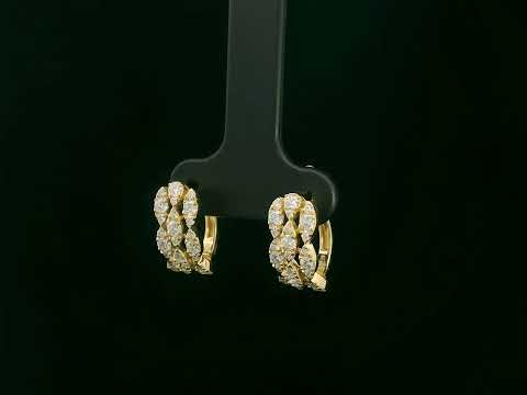 18K yellow gold triple-row diamond huggie earrings with 0.87 carat diamonds – Emirates Diamonds