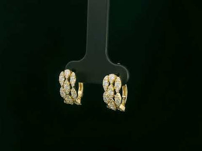18K yellow gold triple-row diamond huggie earrings with 0.87 carat diamonds – Emirates Diamonds