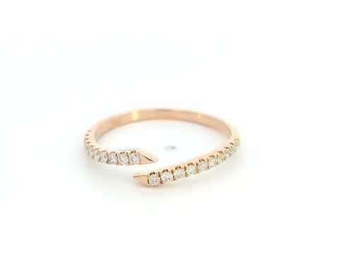 18K rose gold diamond open wrap ring with minimalist pavé diamond design