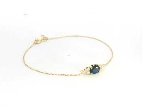 18K yellow gold bracelet with 0.84ct oval blue sapphire and 0.13ct diamonds – Emirates Diamonds