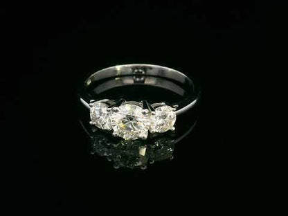 1.31 Carat Trilogy Diamond Ring in 18K White Gold | 0.70 Carat Center Stone