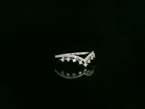 Diamond wishbone V-shaped ring in 18K white gold by Emirates Diamonds