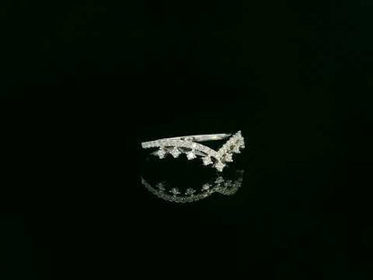 Diamond wishbone V-shaped ring in 18K white gold by Emirates Diamonds