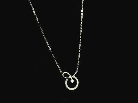Diamond circle pendant necklace in 18K white gold with 0.20 carat natural diamonds