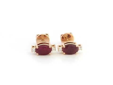 Oval ruby and diamond earrings in rose gold – luxury gemstone studs