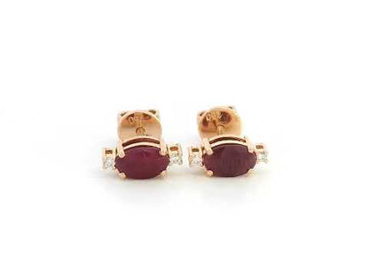 Oval ruby and diamond earrings in rose gold – luxury gemstone studs