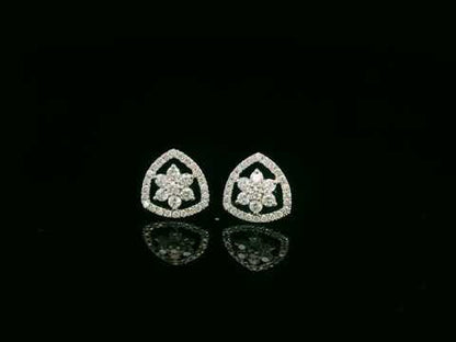 Diamond Floral Stud Earrings in 18K White Gold