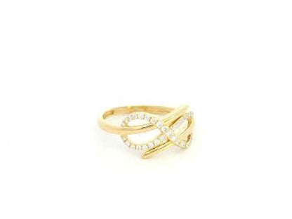 18K yellow gold diamond infinity crossover ring with pavé diamonds, 0.20 carat elegant design – Emirates Diamonds