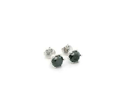 1.61 carat black diamond stud earrings in 18K white gold by Emirates Diamonds