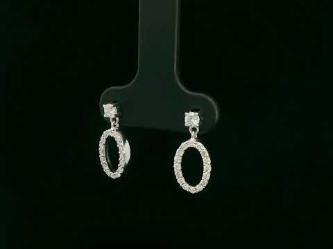 18K white gold oval diamond drop earrings with butterfly push back closure – Emirates Diamonds