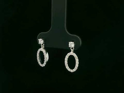18K white gold oval diamond drop earrings with butterfly push back closure – Emirates Diamonds