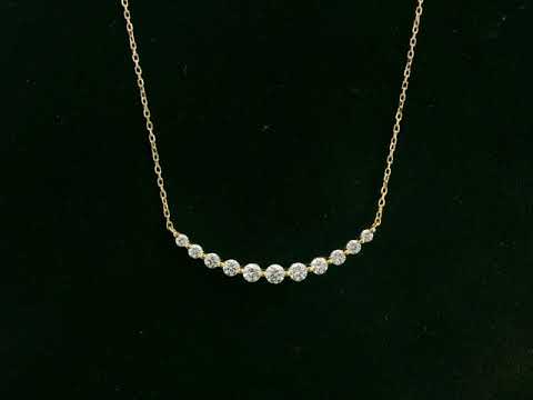 18K yellow gold graduated diamond bar necklace – 0.47ct round brilliant diamonds, Emirates Diamonds