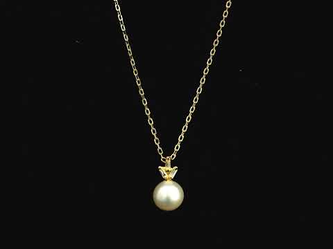 18K yellow gold freshwater pearl and diamond pendant necklace 0.06 carat – Emirates Diamonds
