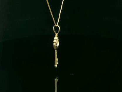 18K yellow gold diamond key pendant with heart accent – fine jewelry by Emirates Diamonds
