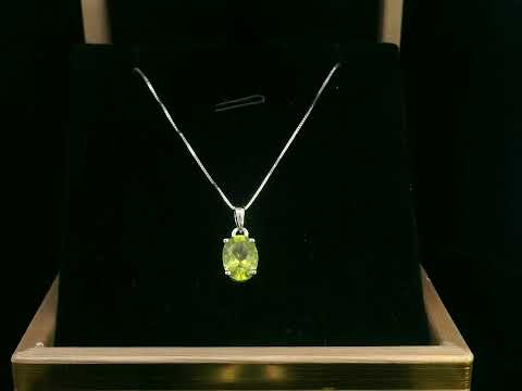 18K white gold peridot pendant, 1.33-carat oval-cut gemstone, August birthstone necklace, modern peridot layering jewelry for women, elegant gemstone pendant gift