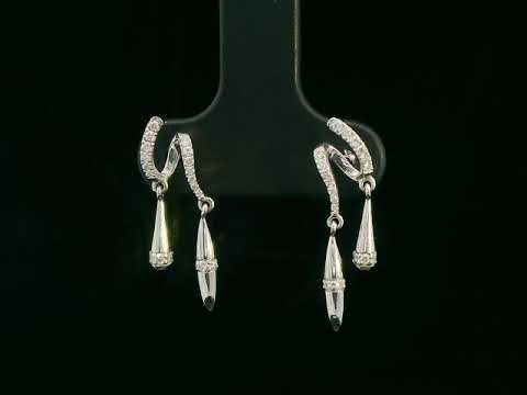 Luxury 18K gold diamond drop earrings with twisting design and dangling accents – 0.16 carat diamonds