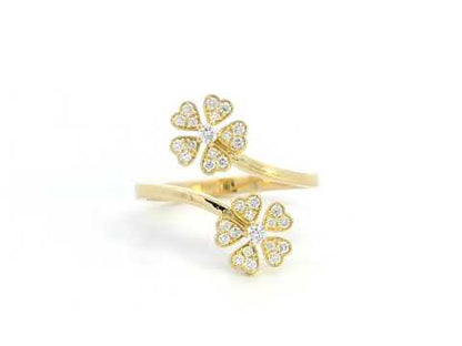 18K Gold Clover Diamond Ring – 0.25 CT Natural Diamonds