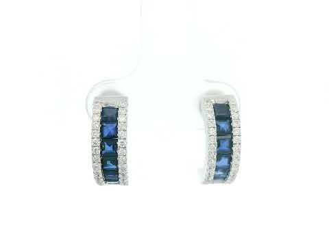 Luxury sapphire and diamond earrings with half hoop design