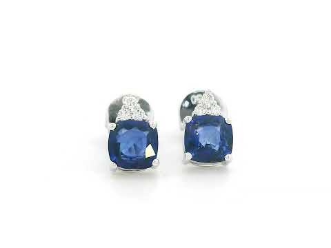 Sapphire and diamond stud earrings in white gold