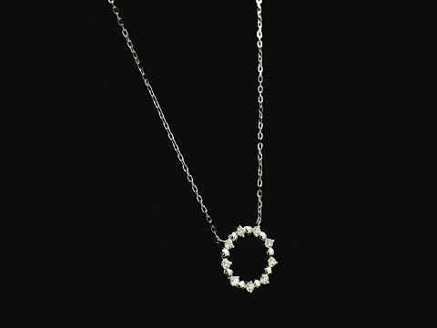 Diamond circle pendant necklace in 18K white gold with 0.33 carat natural diamonds