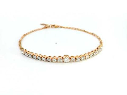 18K Gold Half Tennis Bracelet | 0.73 Carat Diamond Bracelet with Double Chains