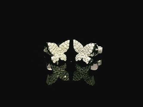 Butterfly diamond stud earrings in 18K gold – 0.26 carats pavé-set diamonds