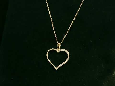 18K yellow gold open heart pendant with 0.15 carat natural diamonds by Emirates Diamonds