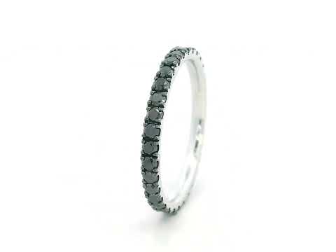 18K white gold full eternity black diamond ring, total 1.06 carat, modern luxury statement ring