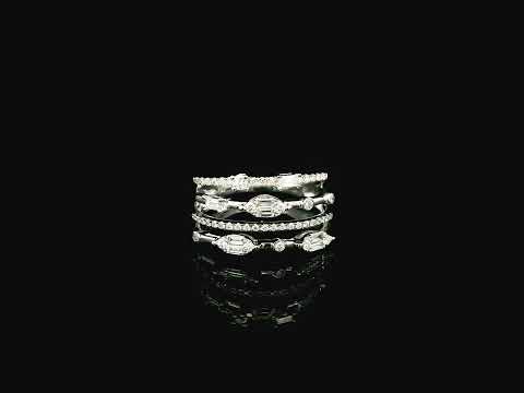 18K white gold diamond stacking ring 0.47 carat round and baguette diamonds – Emirates Diamonds