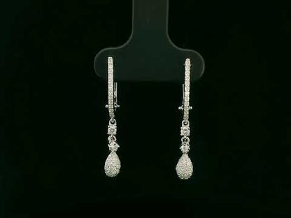 Diamond Drop Earrings in 18K White Gold