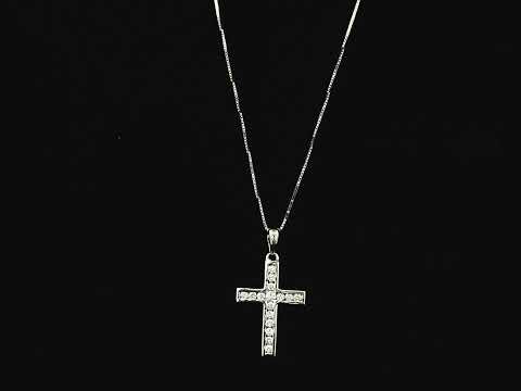 18K white gold diamond cross pendant featuring 0.20 carat natural diamonds in a timeless cross design.