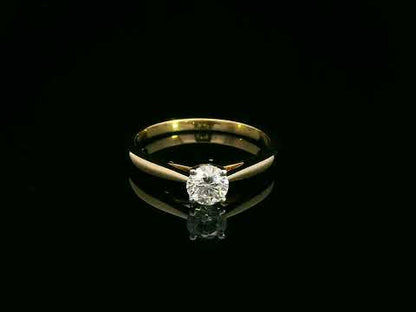 18K Yellow Gold Solitaire Diamond Ring – 0.46 Carat Round Brilliant Cut