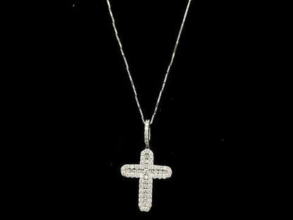 Diamond Cross Pendant in 18K White Gold | Natural Diamond Religious Pendant