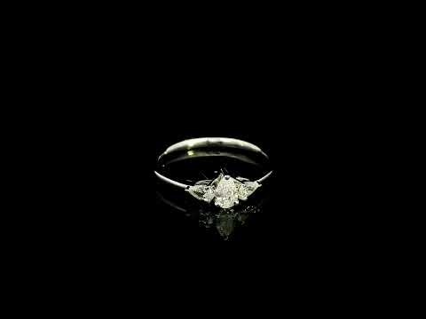 Pear shaped three stone diamond engagement ring in 18K white gold