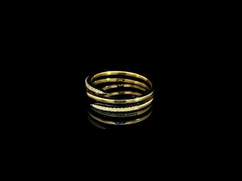 Diamond wrap ring with sculpted curved design in 18K yellow gold