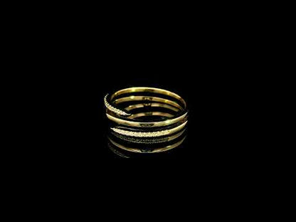 Diamond wrap ring with sculpted curved design in 18K yellow gold