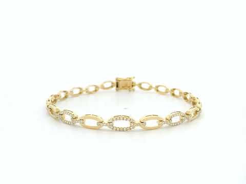 18K yellow gold diamond link bracelet – pavé diamond oval design by Emirates Diamonds