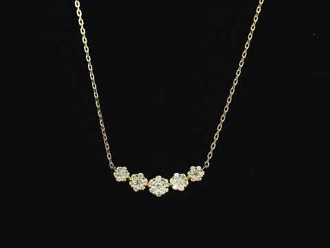Diamond floral cluster necklace in 18K yellow gold with 0.55ct diamonds – Emirates Diamonds